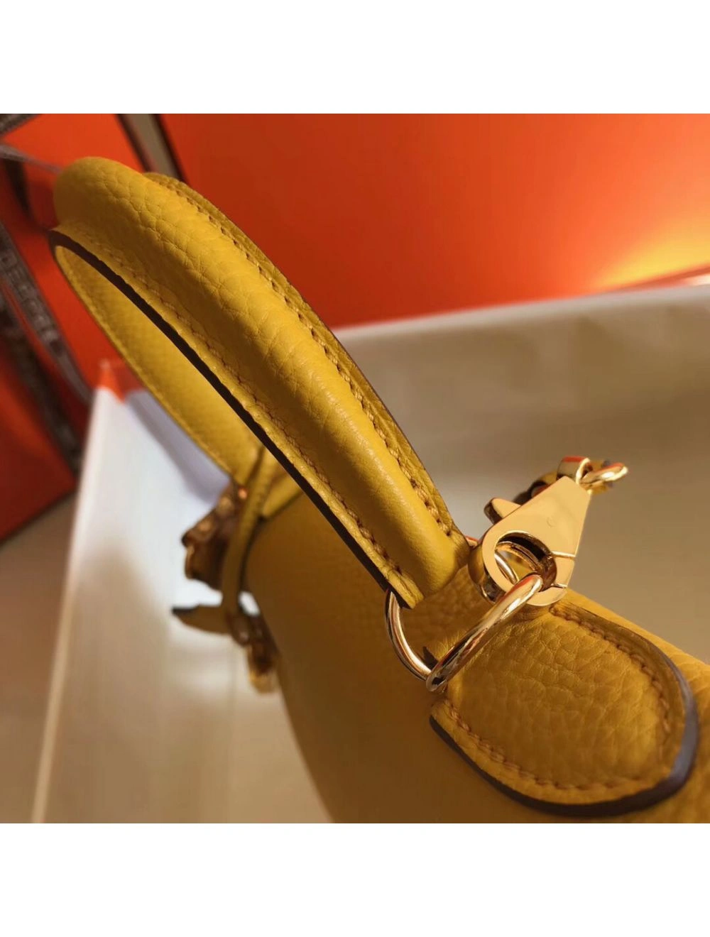 Hermes Kelly 28cm Bag In Yellow Clemence Leather GHW