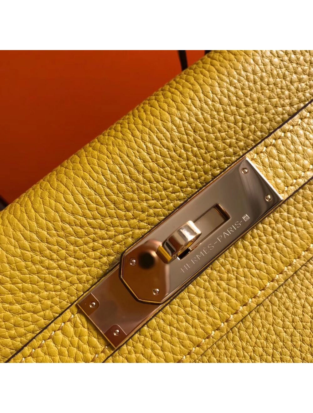 Hermes Kelly 28cm Bag In Yellow Clemence Leather GHW