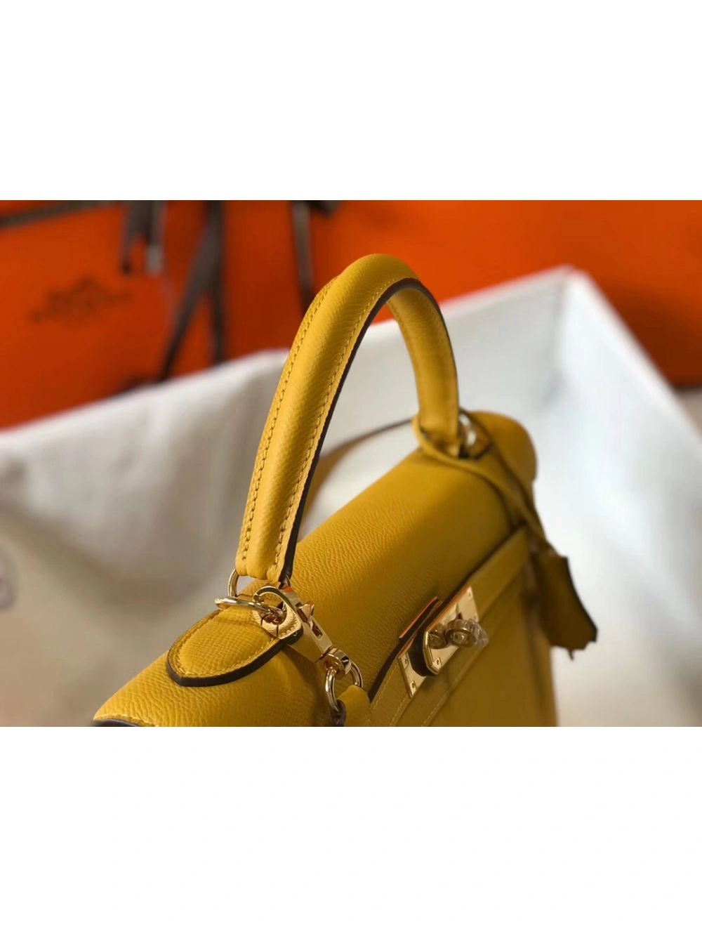 Hermes Kelly 28cm Bag In Yellow Epsom Leather GHW