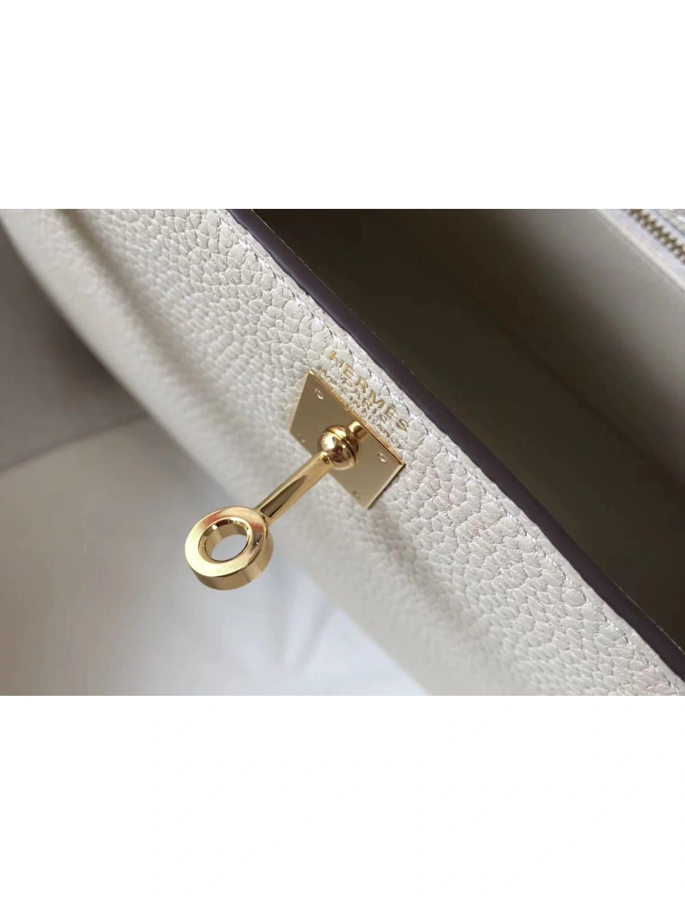 Hermes Kelly 32cm Bag In Beton Clemence Leather GHW