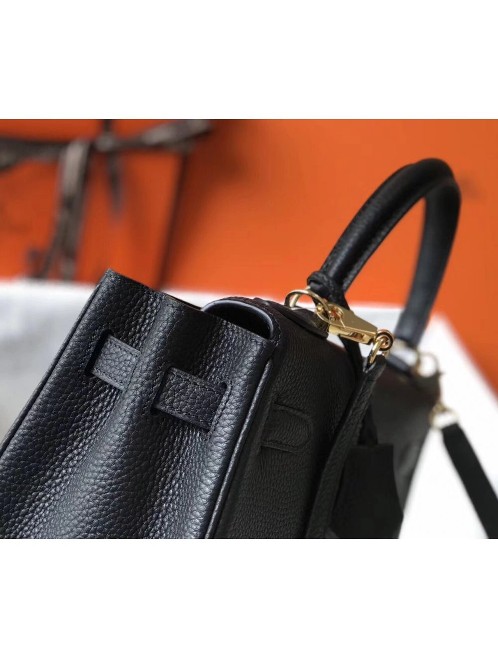 Hermes Kelly 32cm Bag In Black Clemence Leather GHW