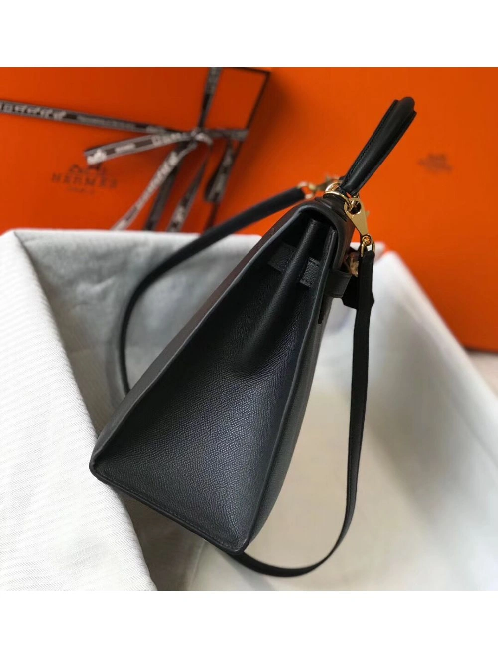 Hermes Kelly 32cm Bag In Black Epsom Leather GHW