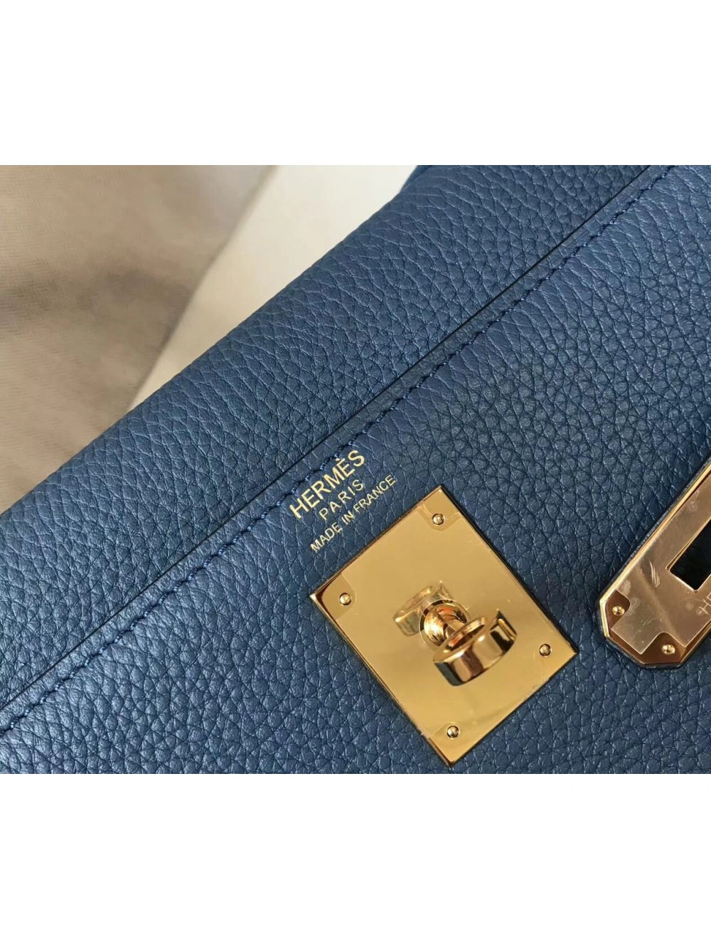 Hermes Kelly 32cm Bag In Blue Agate Clemence Leather GHW