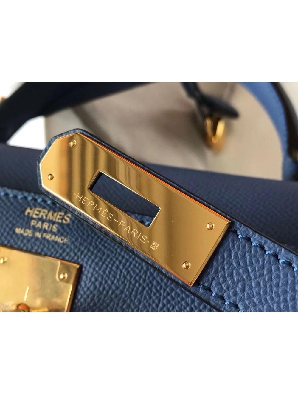 Hermes Kelly 32cm Bag In Blue Agate Epsom Leather GHW