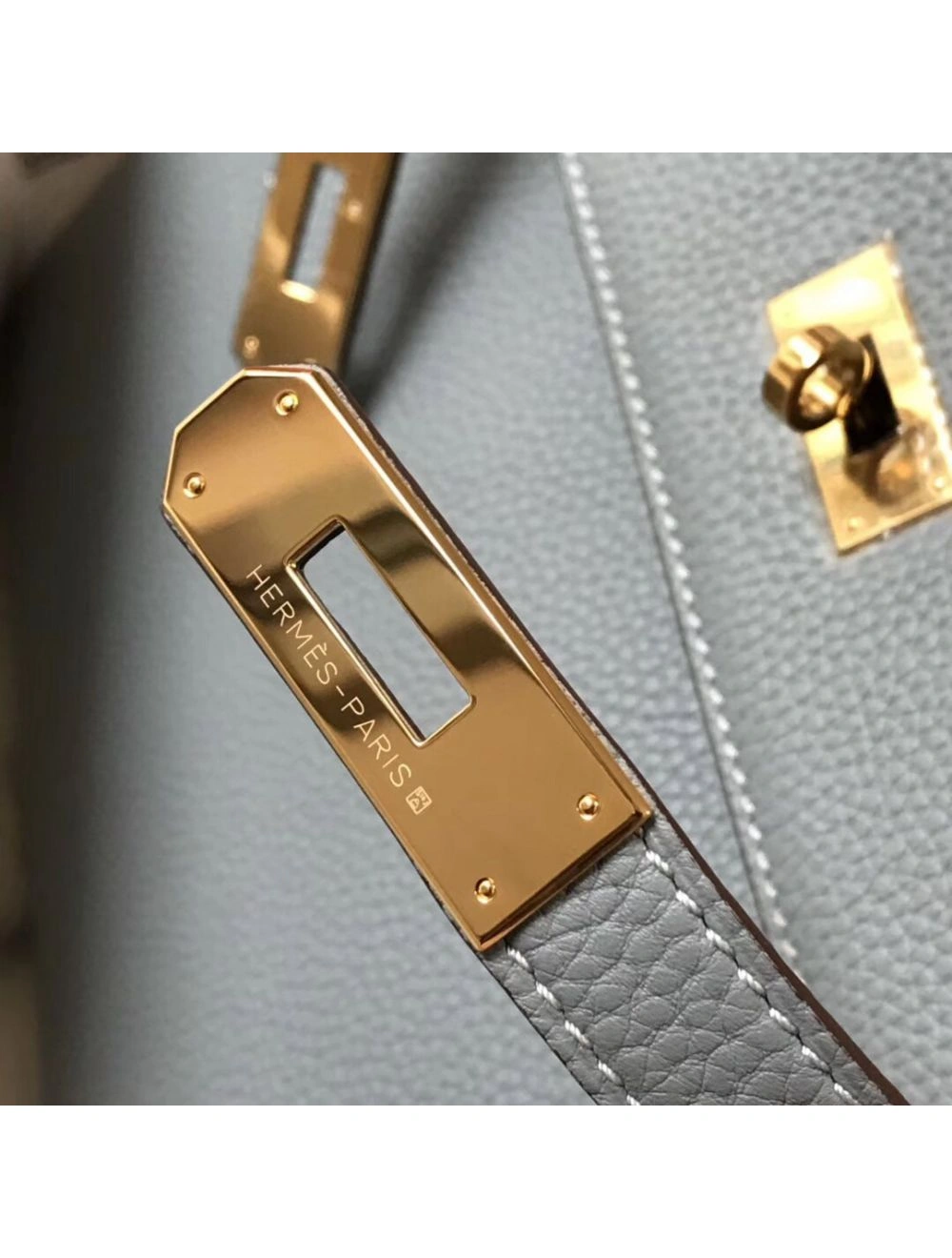 Hermes Kelly 32cm Bag In Blue Lin Clemence Leather GHW