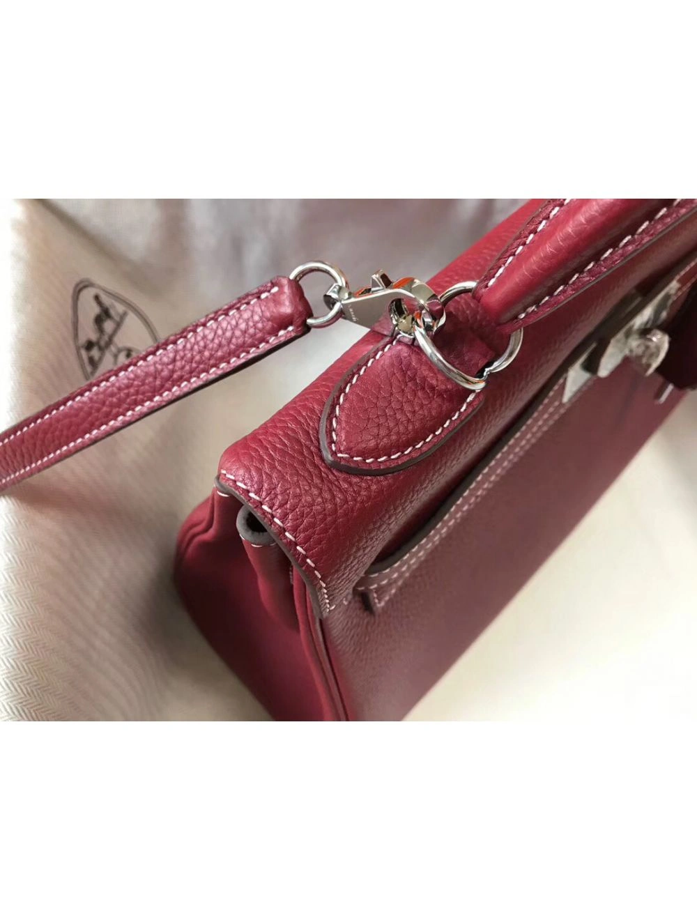 Hermes Kelly 32cm Bag In Bordeaux Clemence Leather PHW