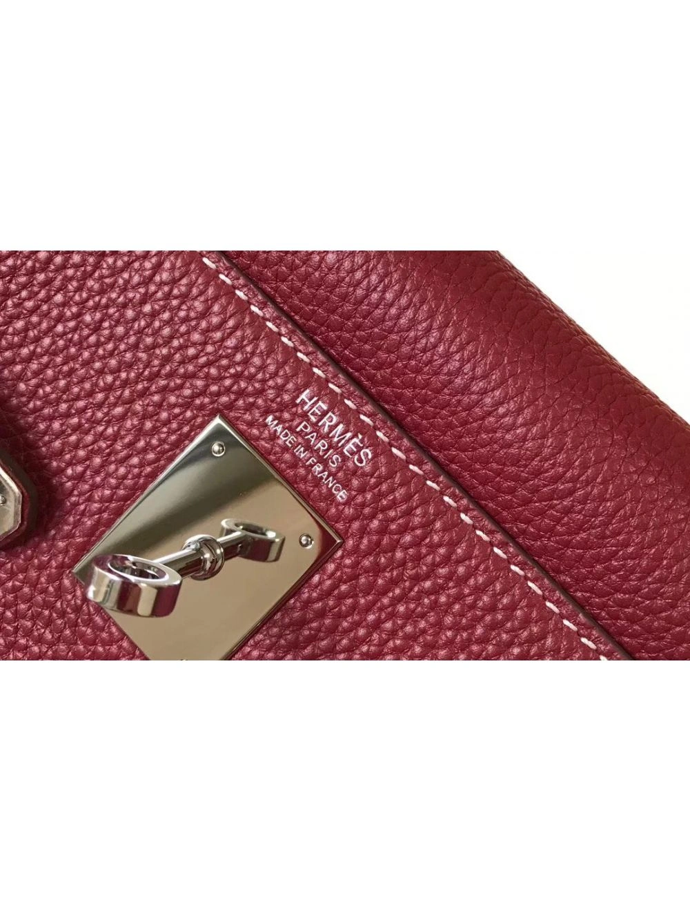 Hermes Kelly 32cm Bag In Bordeaux Clemence Leather PHW