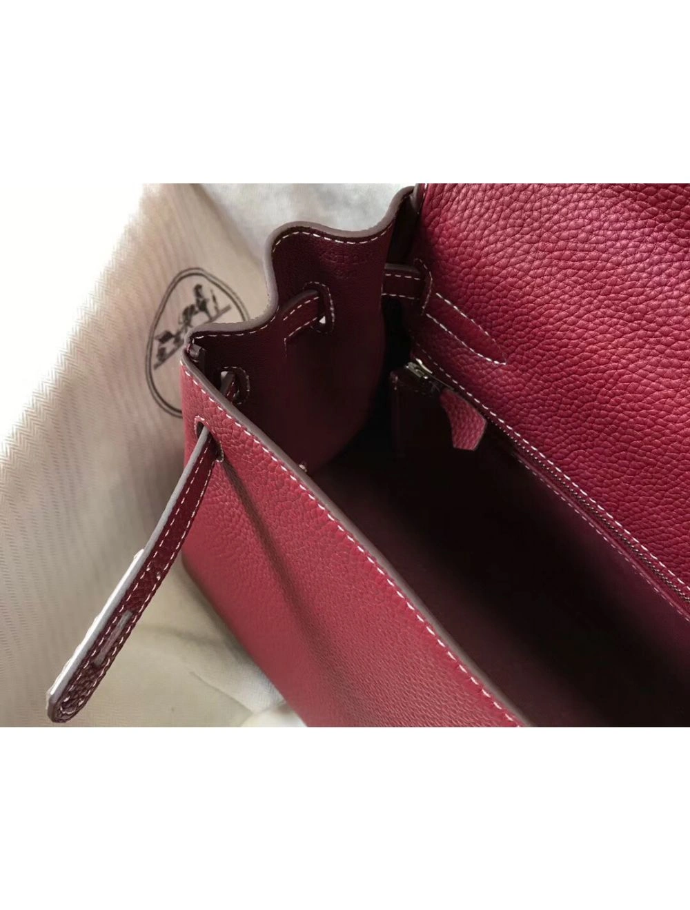 Hermes Kelly 32cm Bag In Bordeaux Clemence Leather PHW