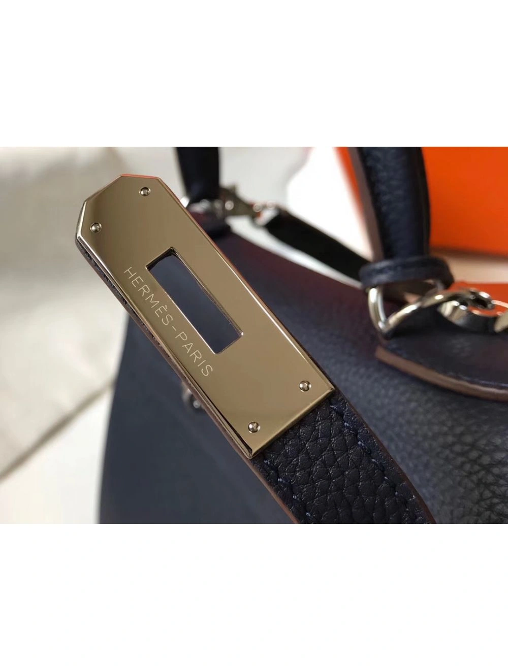 Hermes Kelly 32cm Bag In Dark Blue Clemence Leather PHW