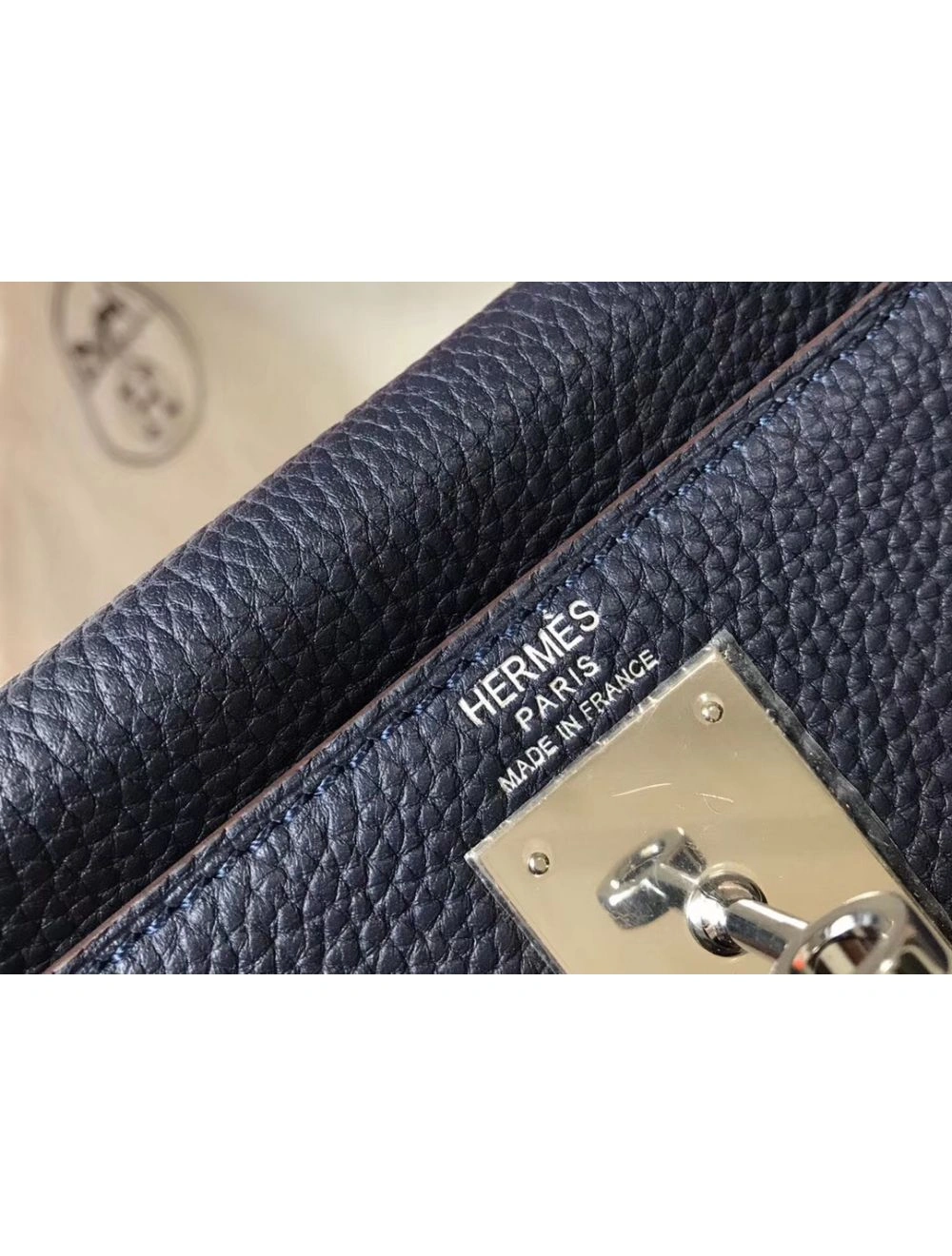 Hermes Kelly 32cm Bag In Dark Blue Clemence Leather PHW