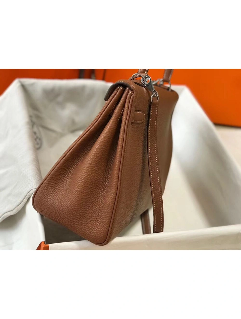 Hermes Kelly 32cm Bag In Gold Clemence Leather PHW