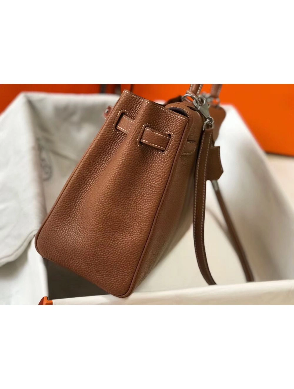 Hermes Kelly 32cm Bag In Gold Clemence Leather PHW