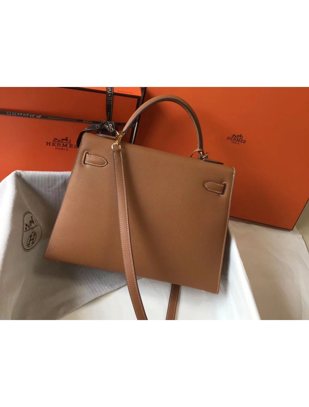Hermes Kelly 32cm Bag In Gold Epsom Leather GHW