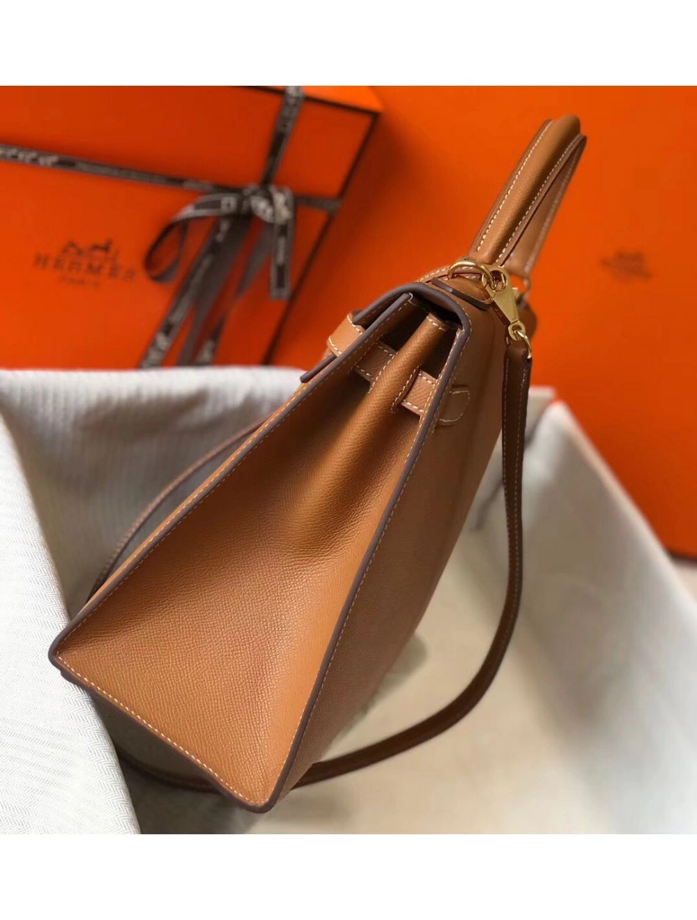 Hermes Kelly 32cm Bag In Gold Epsom Leather GHW