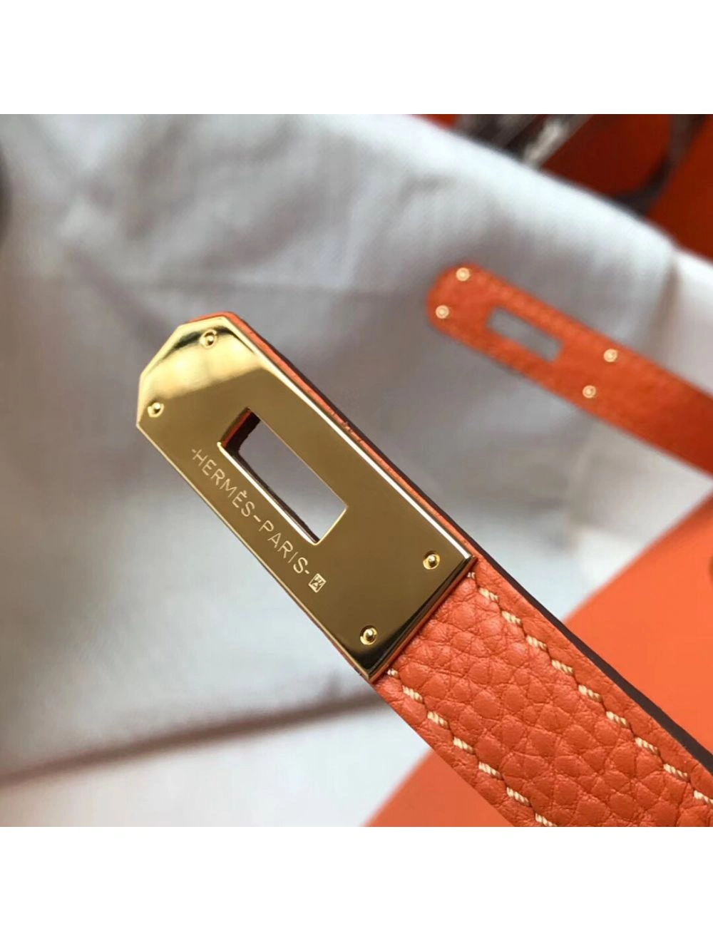 Hermes Kelly 32cm Bag In Orange Clemence Leather GHW