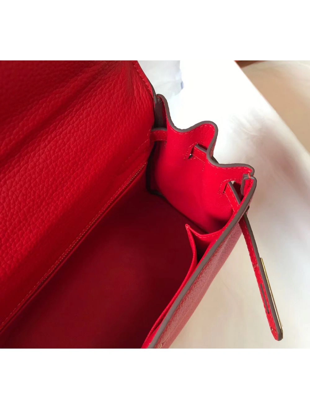 Hermes Kelly 32cm Bag In Red Clemence Leather GHW