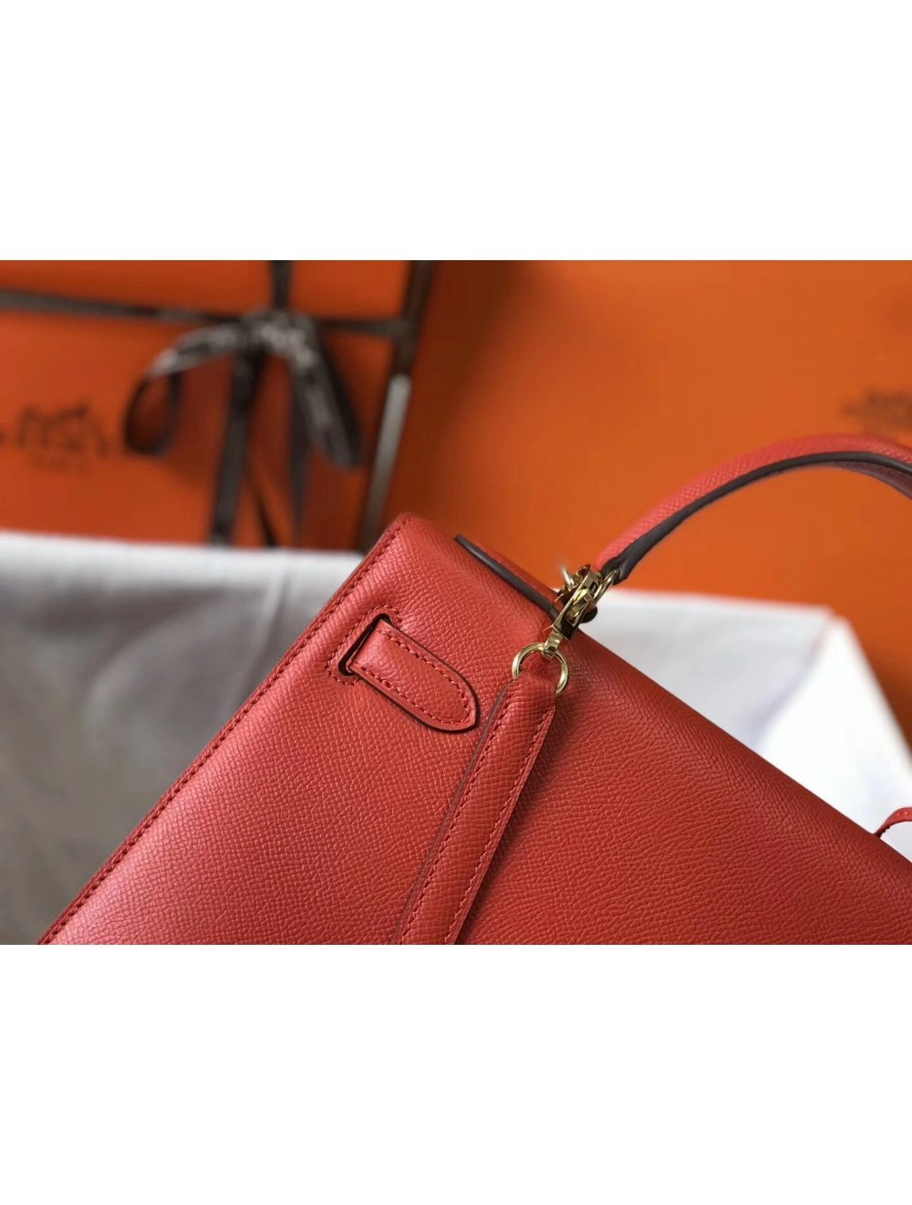 Hermes Kelly 32cm Bag In Red Epsom Leather GHW