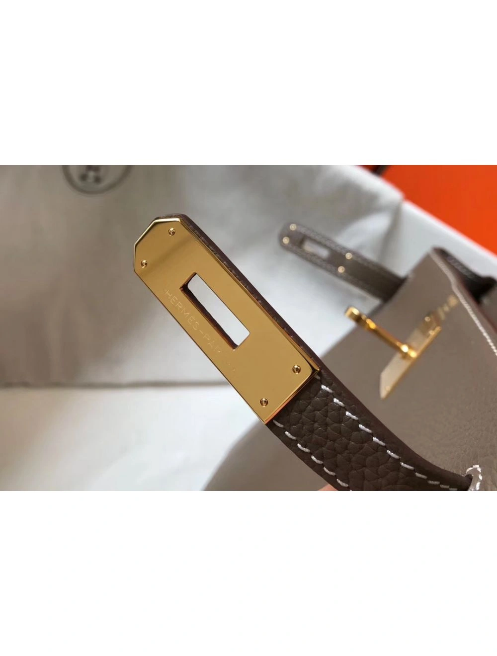 Hermes Kelly 32cm Bag In Taupe Grey Clemence Leather GHW