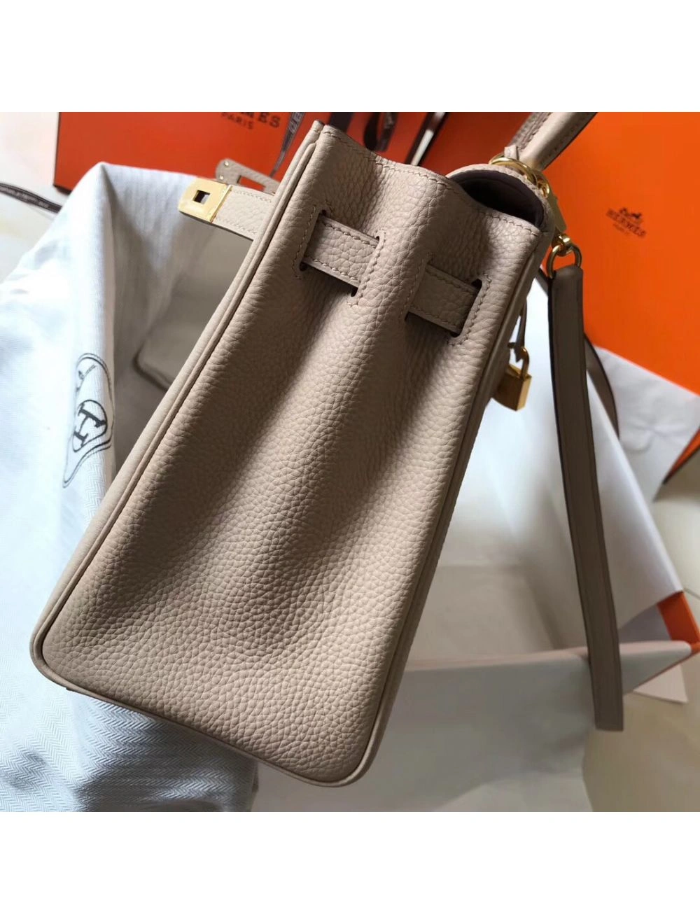 Hermes Kelly 32cm Bag In Trench Clemence Leather GHW