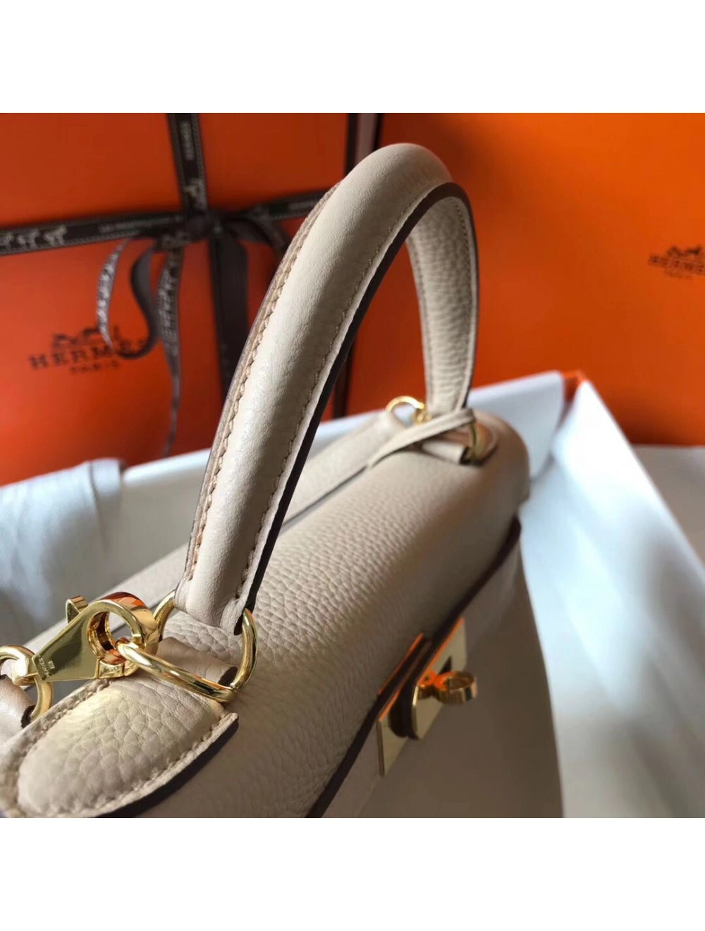 Hermes Kelly 32cm Bag In Trench Clemence Leather GHW