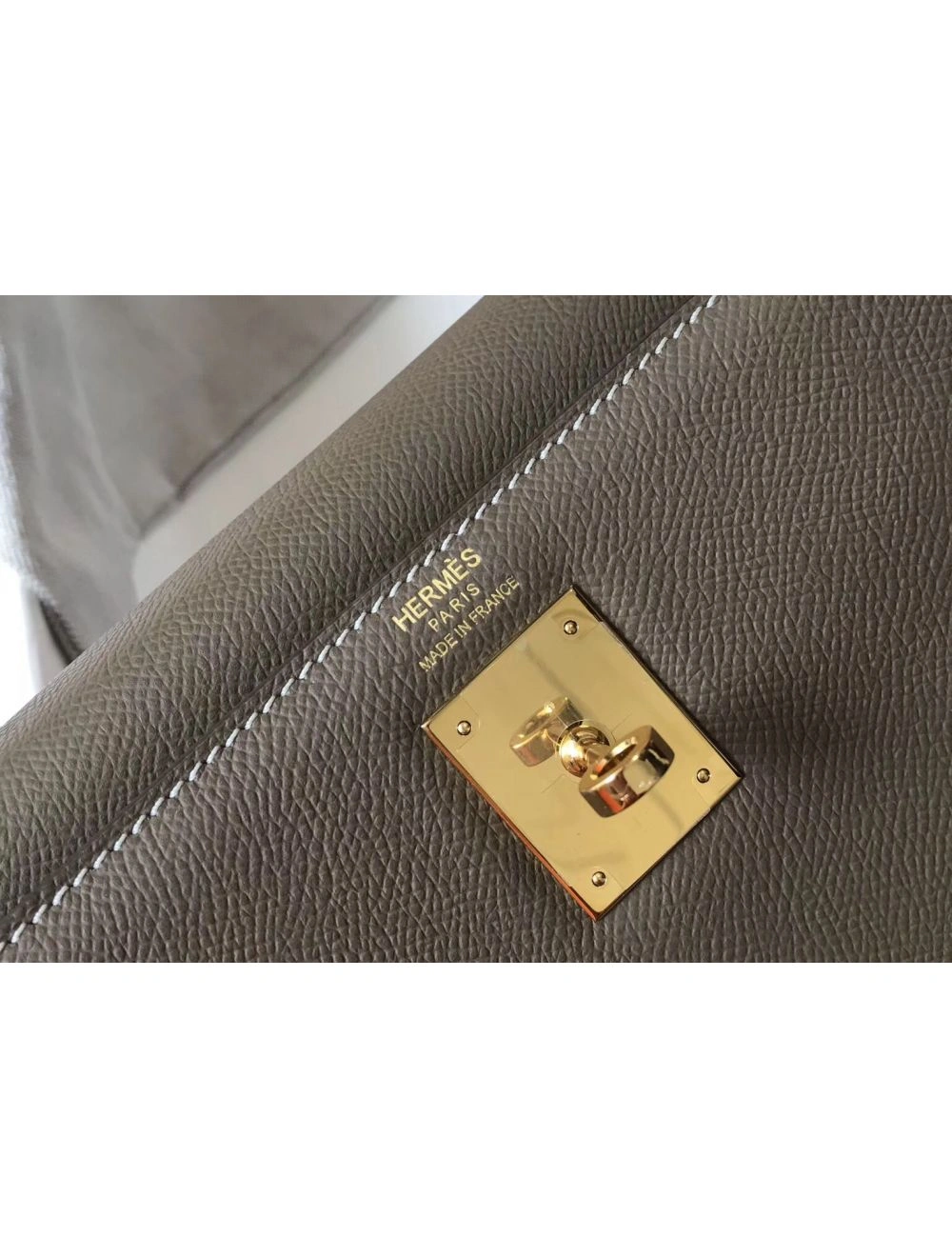 Hermes Kelly 32cm Bag In Tuape Grey Epsom Leather GHW