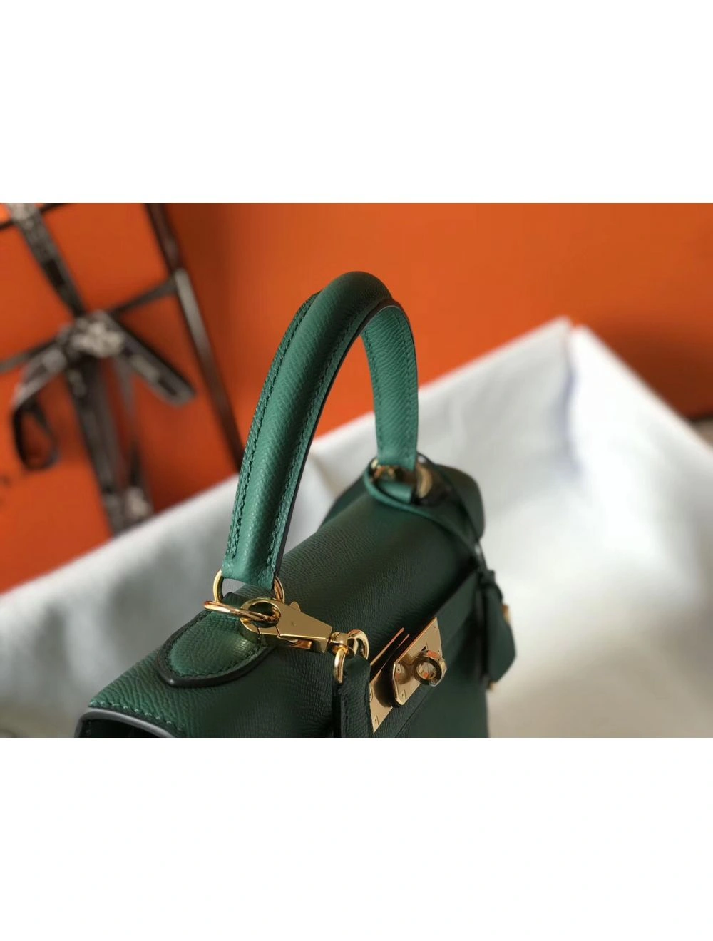 Hermes Kelly 32cm Bag In Vert Vertigo Epsom Leather GHW