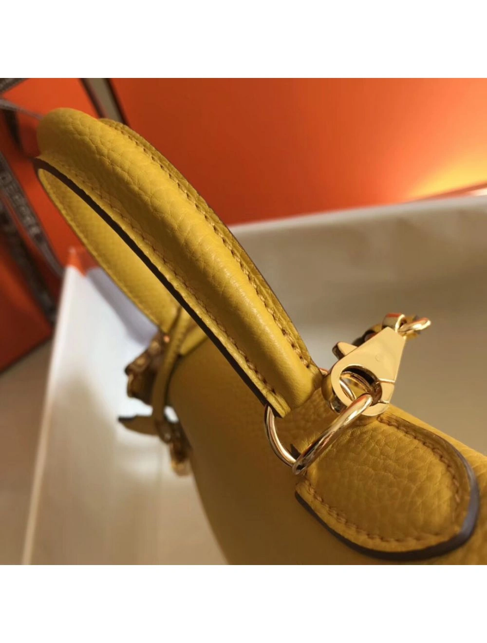 Hermes Kelly 32cm Bag In Yellow Clemence Leather GHW