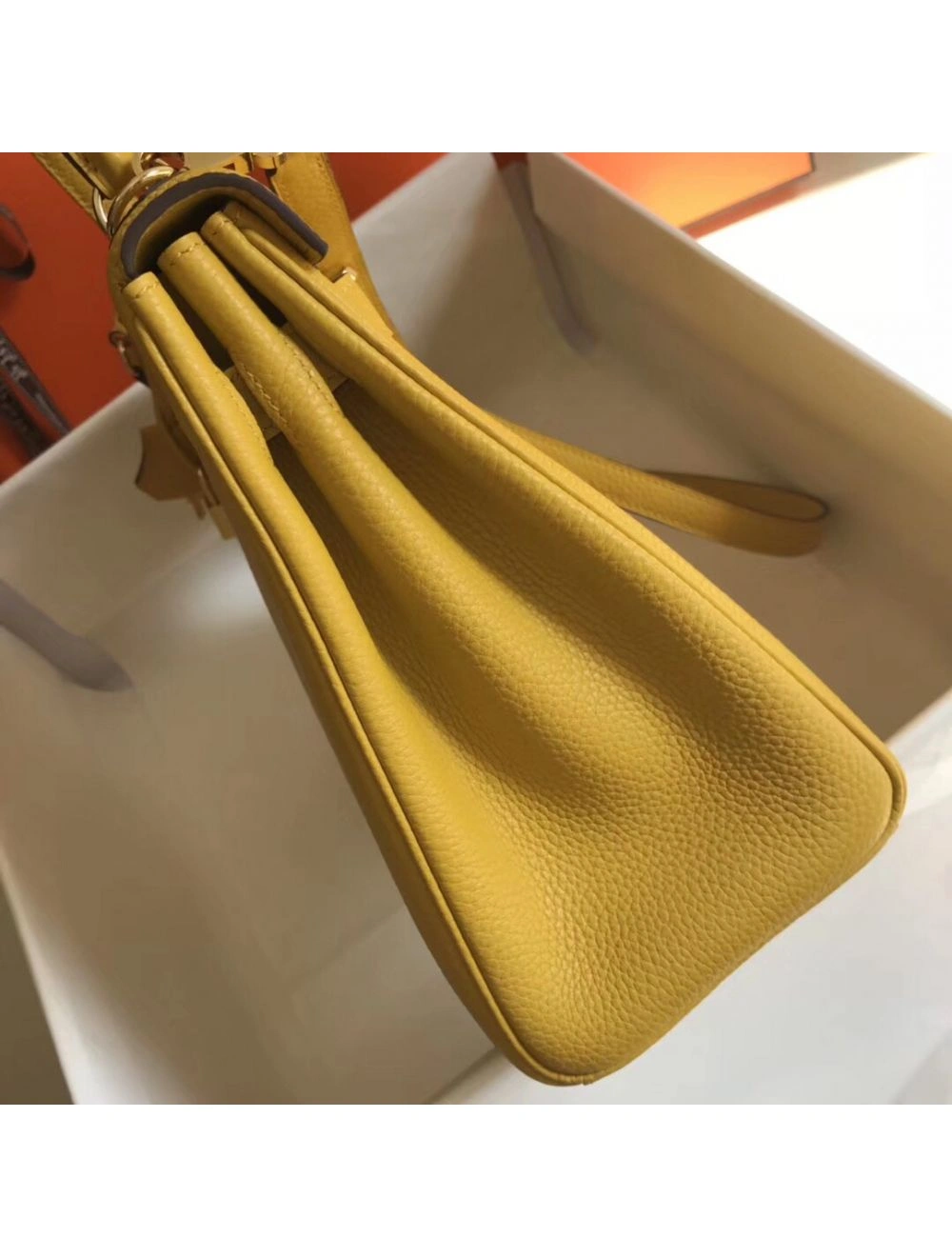 Hermes Kelly 32cm Bag In Yellow Clemence Leather GHW