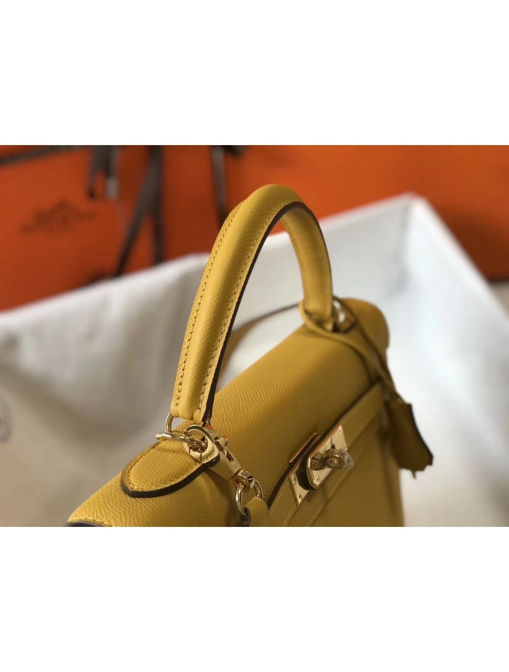 Hermes Kelly 32cm Bag In Yellow Epsom Leather GHW