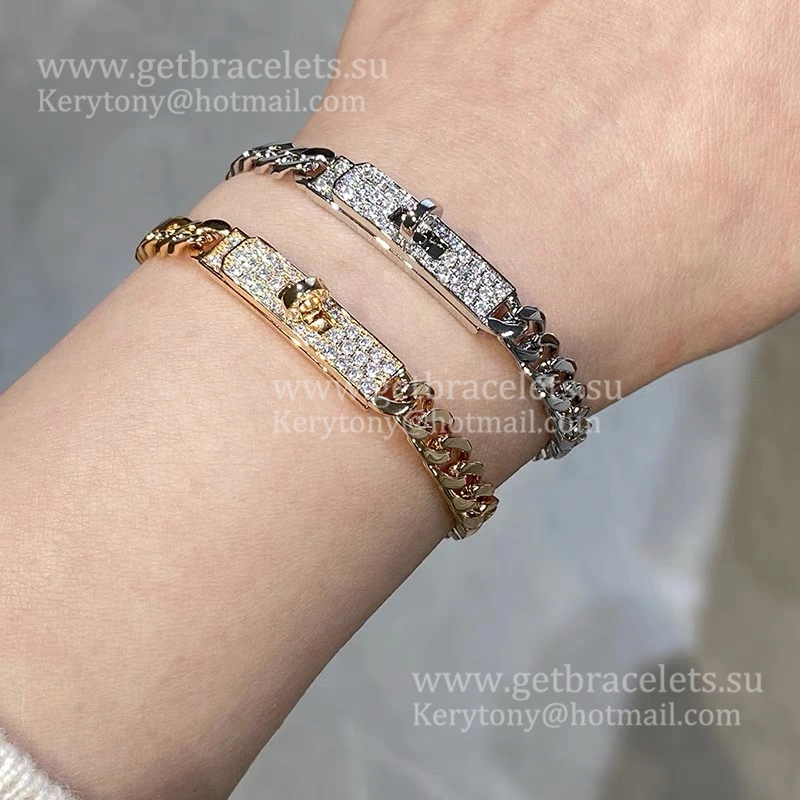 Hermes Kelly Boucle Chaine Bracelet Rose Gold With Pave Diamonds Gift Lady UK For Sale