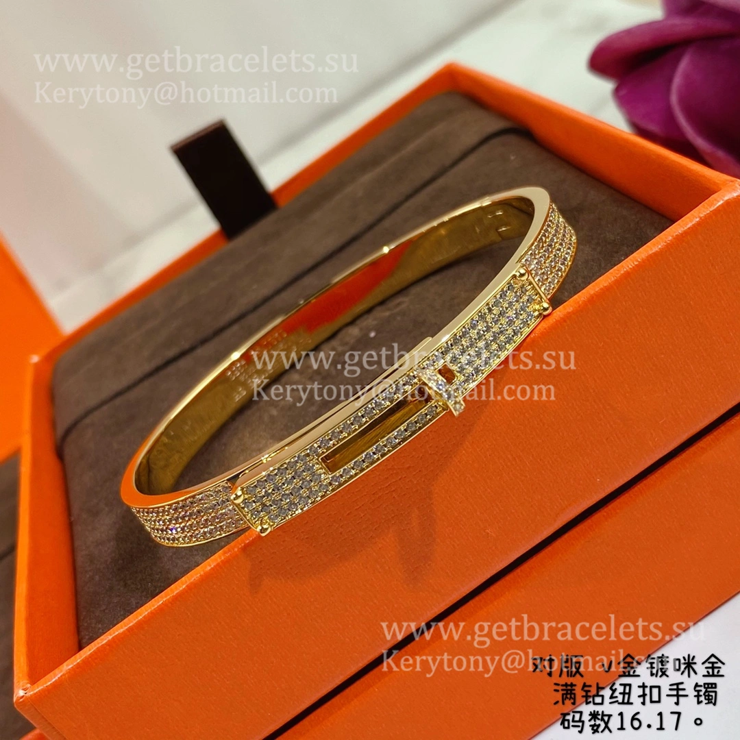 Hermes Kelly Bracelet With Pave Diamonds Silver Yellow Gold Rose Gold Lowest Price