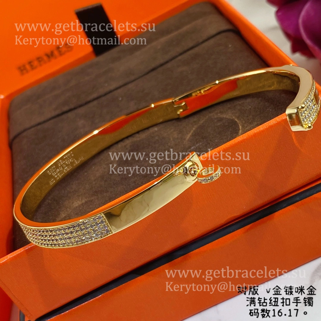 Hermes Kelly Bracelet With Pave Diamonds Silver Yellow Gold Rose Gold Lowest Price