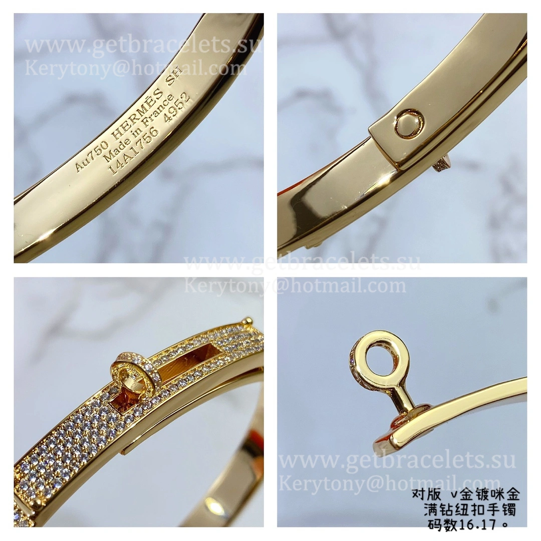 Hermes Kelly Bracelet With Pave Diamonds Silver Yellow Gold Rose Gold Lowest Price