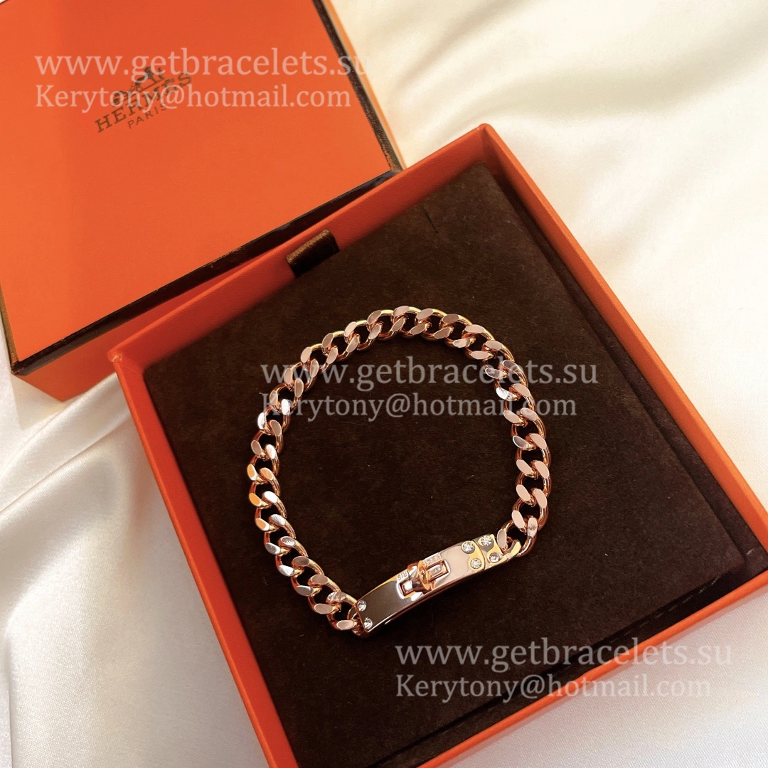 Hermes Kelly Chaine Bracelet Rose Gold With Diamonds Nice Review