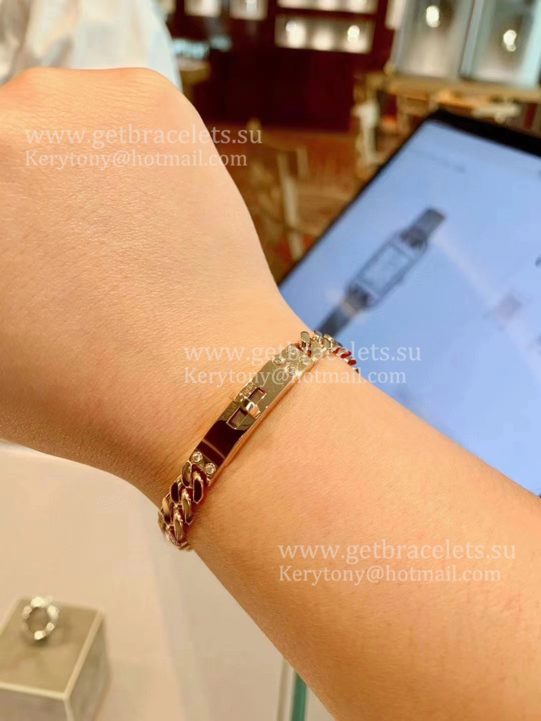 Hermes Kelly Chaine Bracelet Rose Gold With Diamonds Nice Review