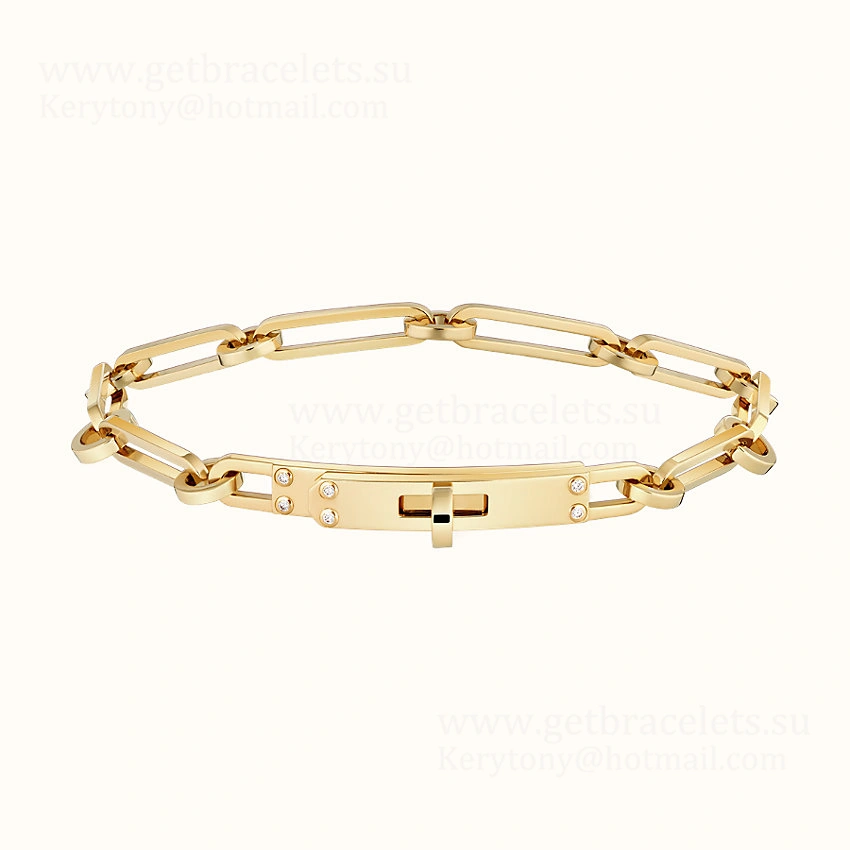 Hermes Kelly Chaine Bracelet with 6 Diamonds Silver Yellow Gold Rose Gold Jewelry Online Shop