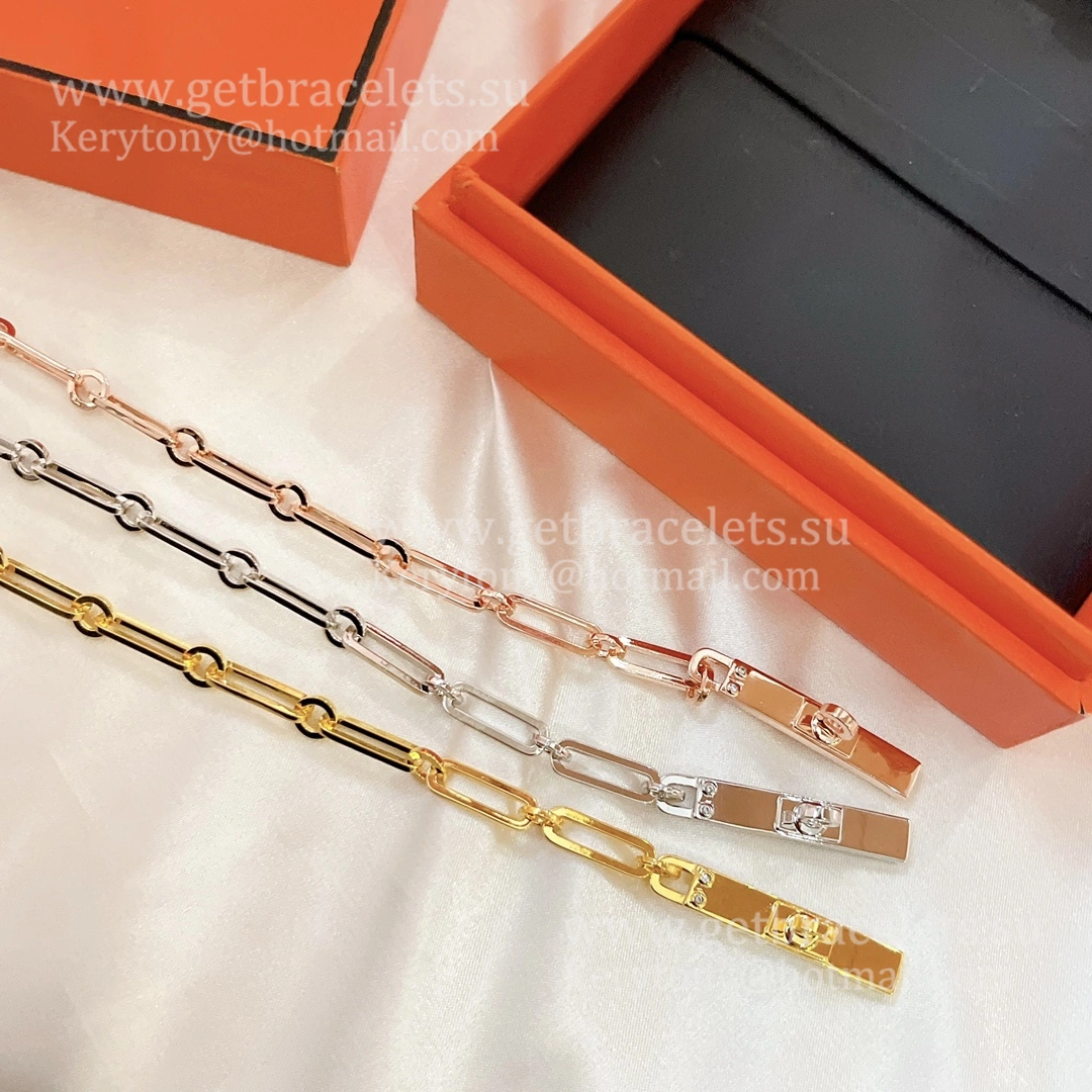 Hermes Kelly Chaine Bracelet with 6 Diamonds Silver Yellow Gold Rose Gold Jewelry Online Shop