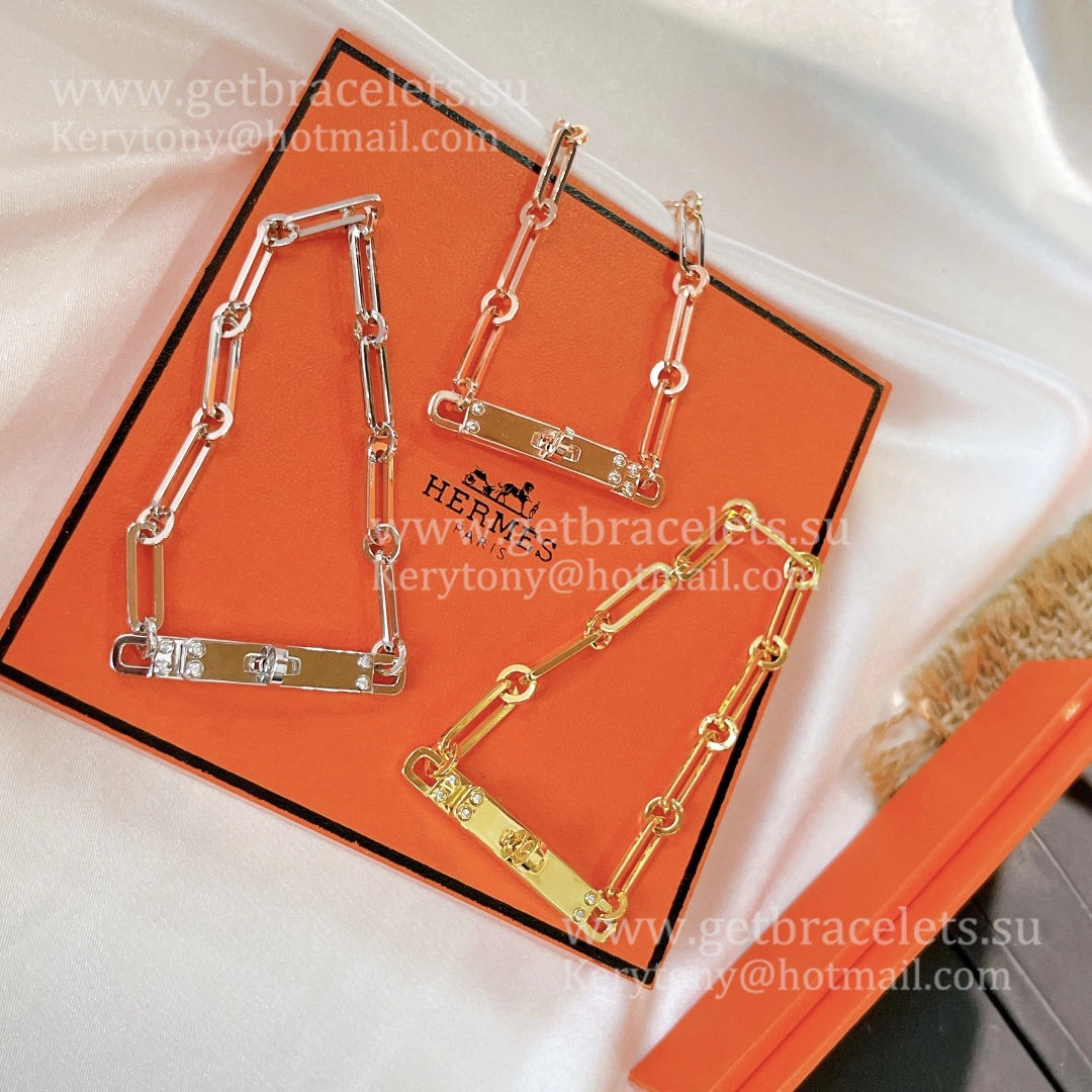 Hermes Kelly Chaine Bracelet with 6 Diamonds Silver Yellow Gold Rose Gold Jewelry Online Shop