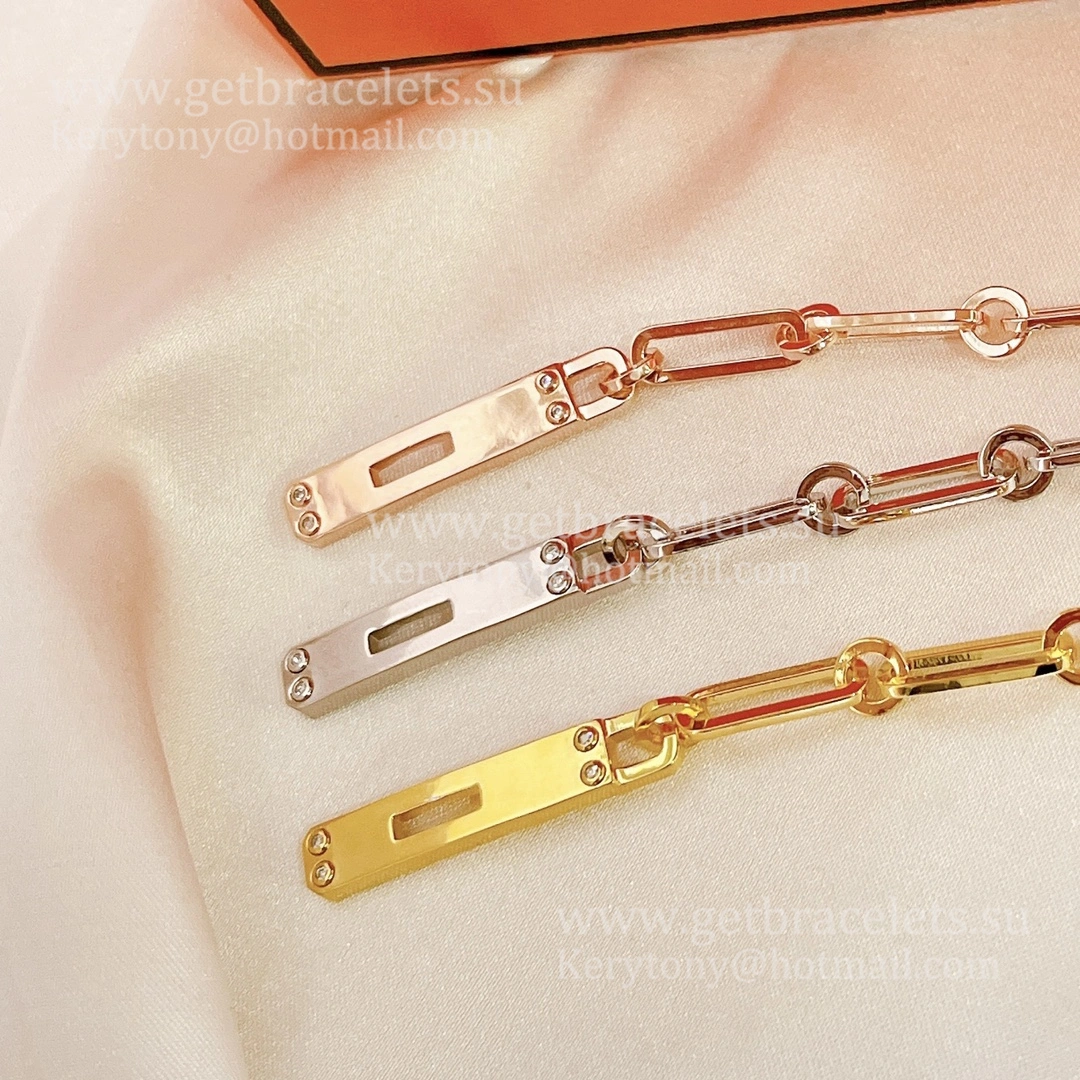 Hermes Kelly Chaine Bracelet with 6 Diamonds Silver Yellow Gold Rose Gold Jewelry Online Shop