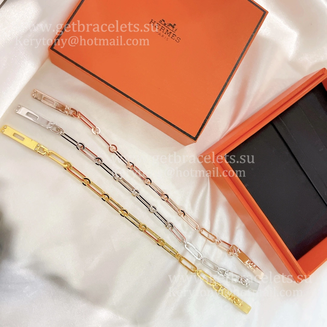 Hermes Kelly Chaine Bracelet with 6 Diamonds Silver Yellow Gold Rose Gold Jewelry Online Shop