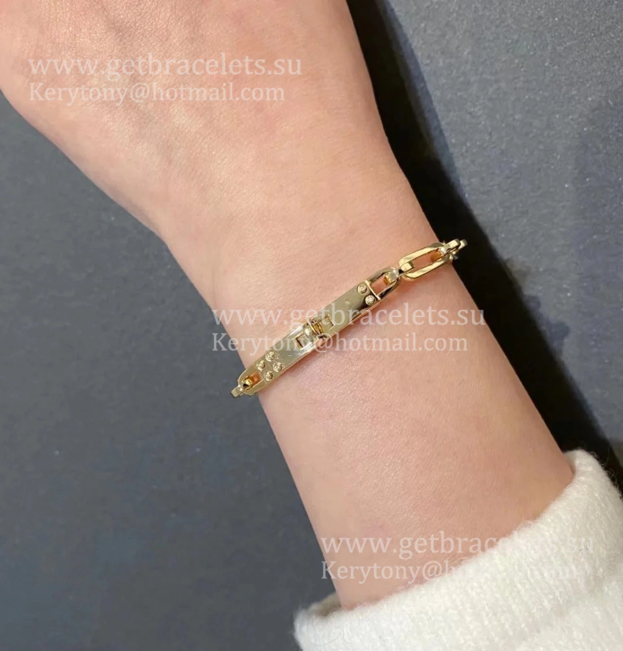 Hermes Kelly Chaine Bracelet with 6 Diamonds Silver Yellow Gold Rose Gold Jewelry Online Shop
