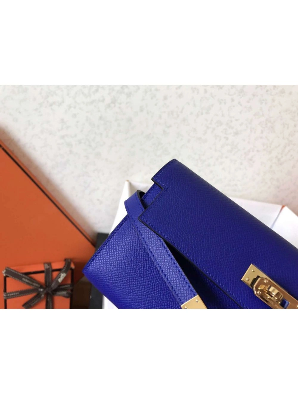 Hermes Kelly Classic Long Wallet In Blue Electric Epsom Leather