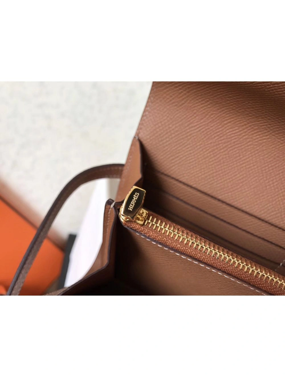 Hermes Kelly Classic Long Wallet In Brown Epsom Leather