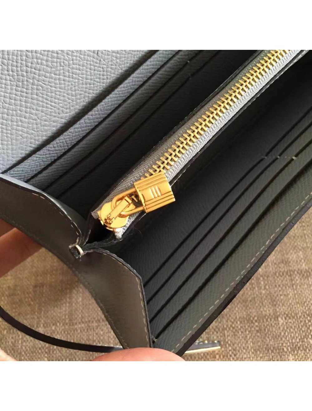 Hermes Kelly Classic Long Wallet In Ciel Epsom Leather