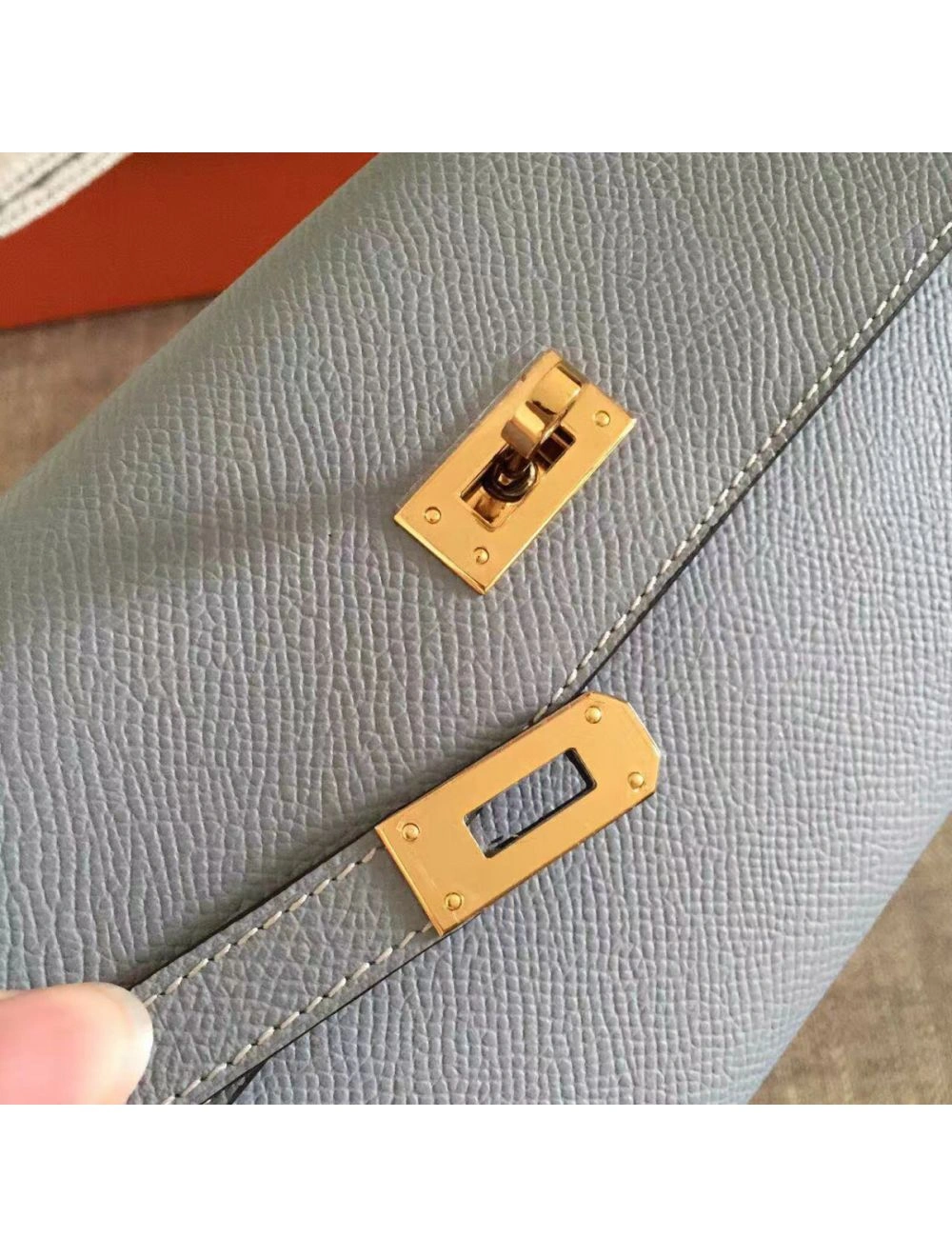 Hermes Kelly Classic Long Wallet In Ciel Epsom Leather