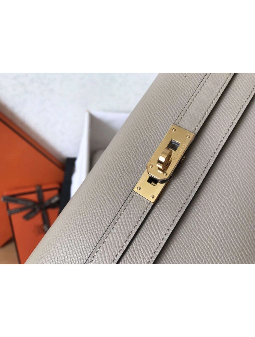 Hermes Kelly Classic Long Wallet In Grey Epsom Leather