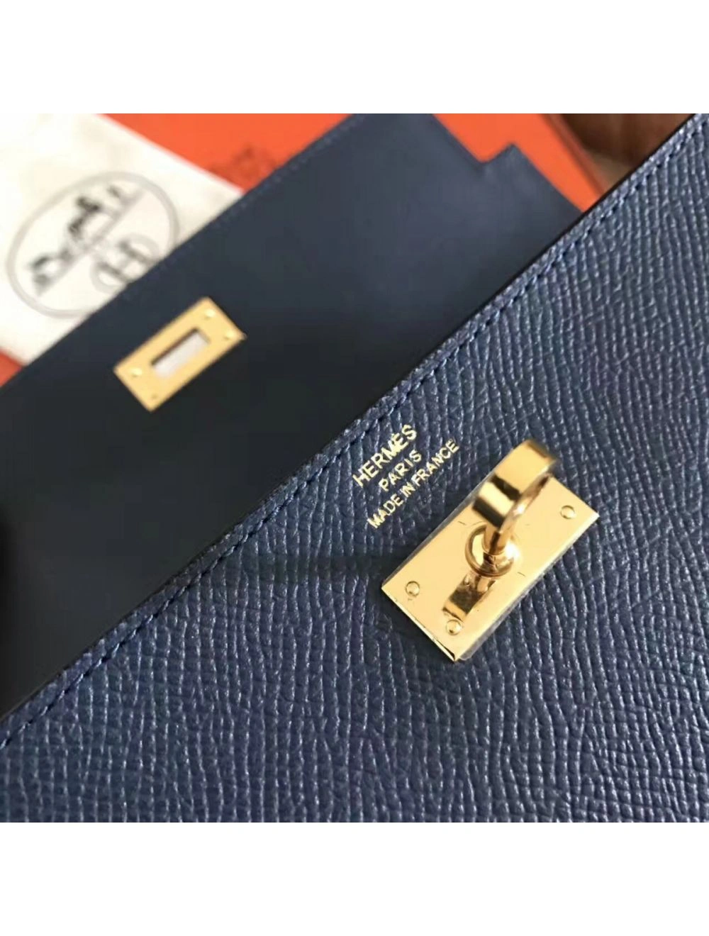 Hermes Kelly Classic Long Wallet In Navy Epsom Leather