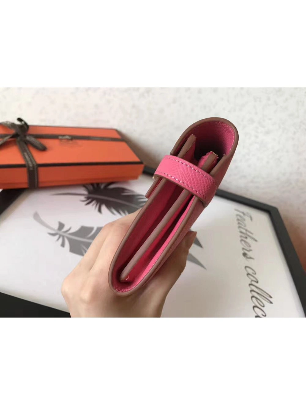 Hermes Kelly Classic Long Wallet In Pink Epsom Leather