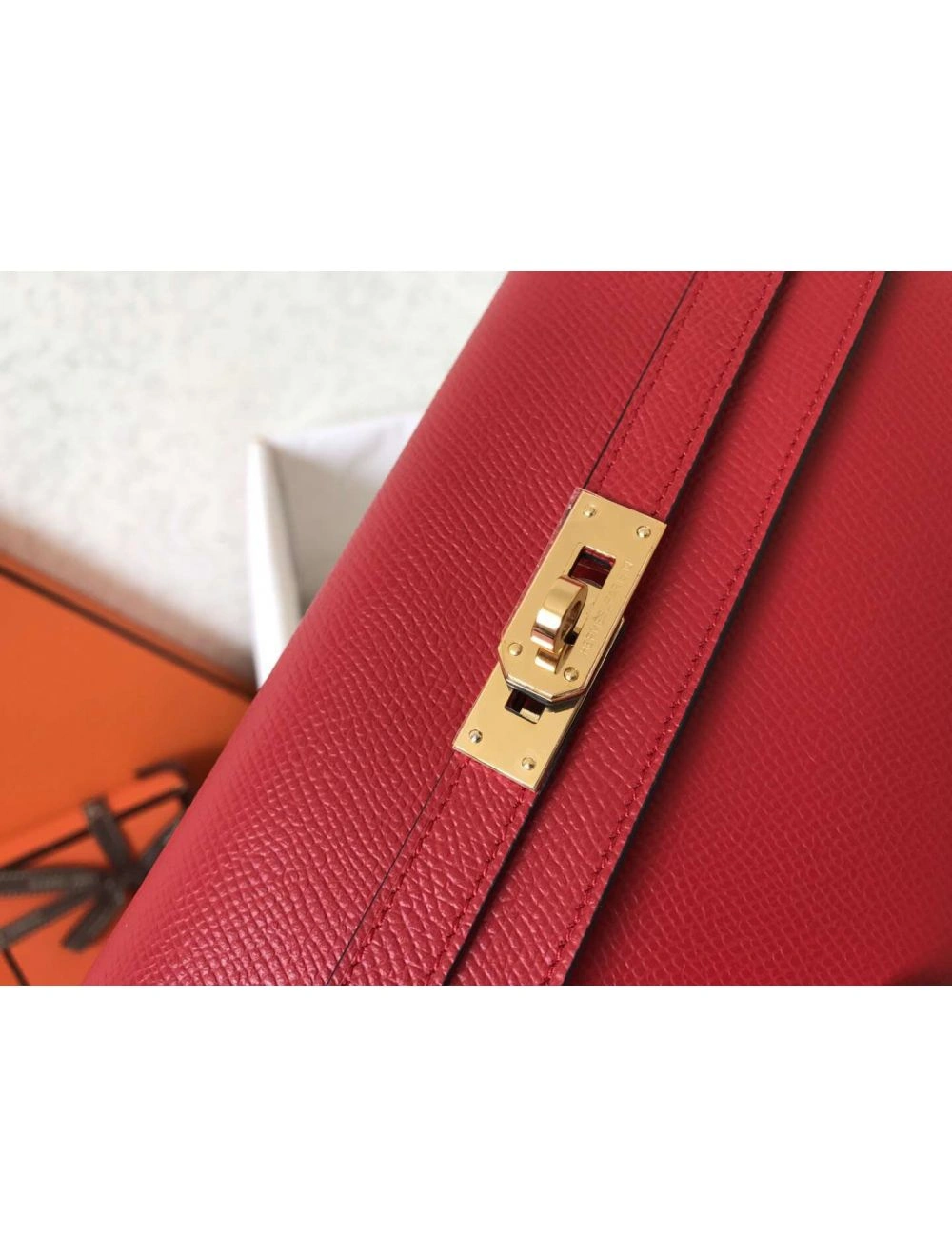 Hermes Kelly Classic Long Wallet In Red Epsom Leather
