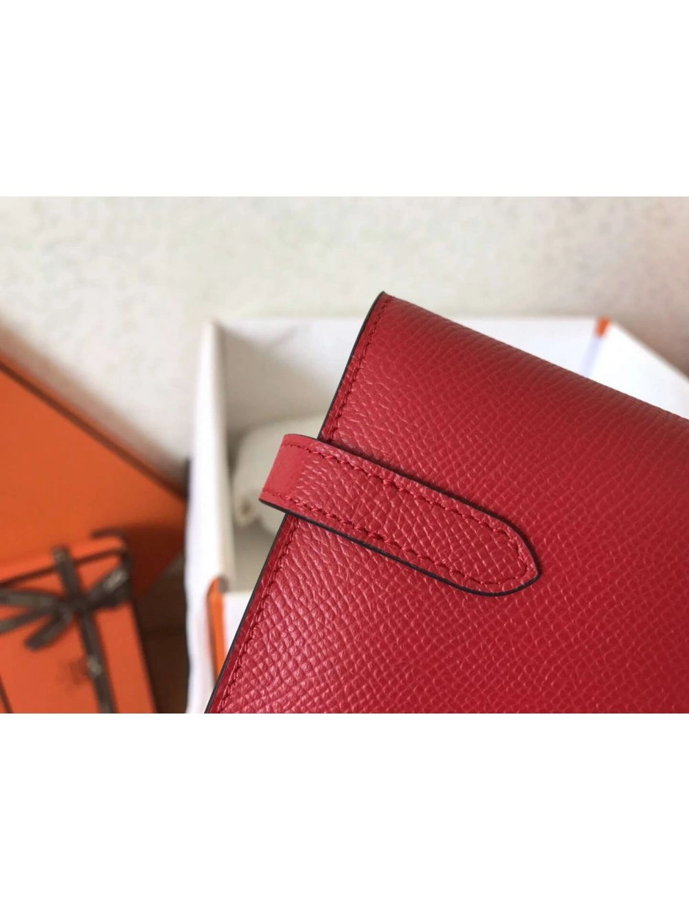 Hermes Kelly Classic Long Wallet In Red Epsom Leather